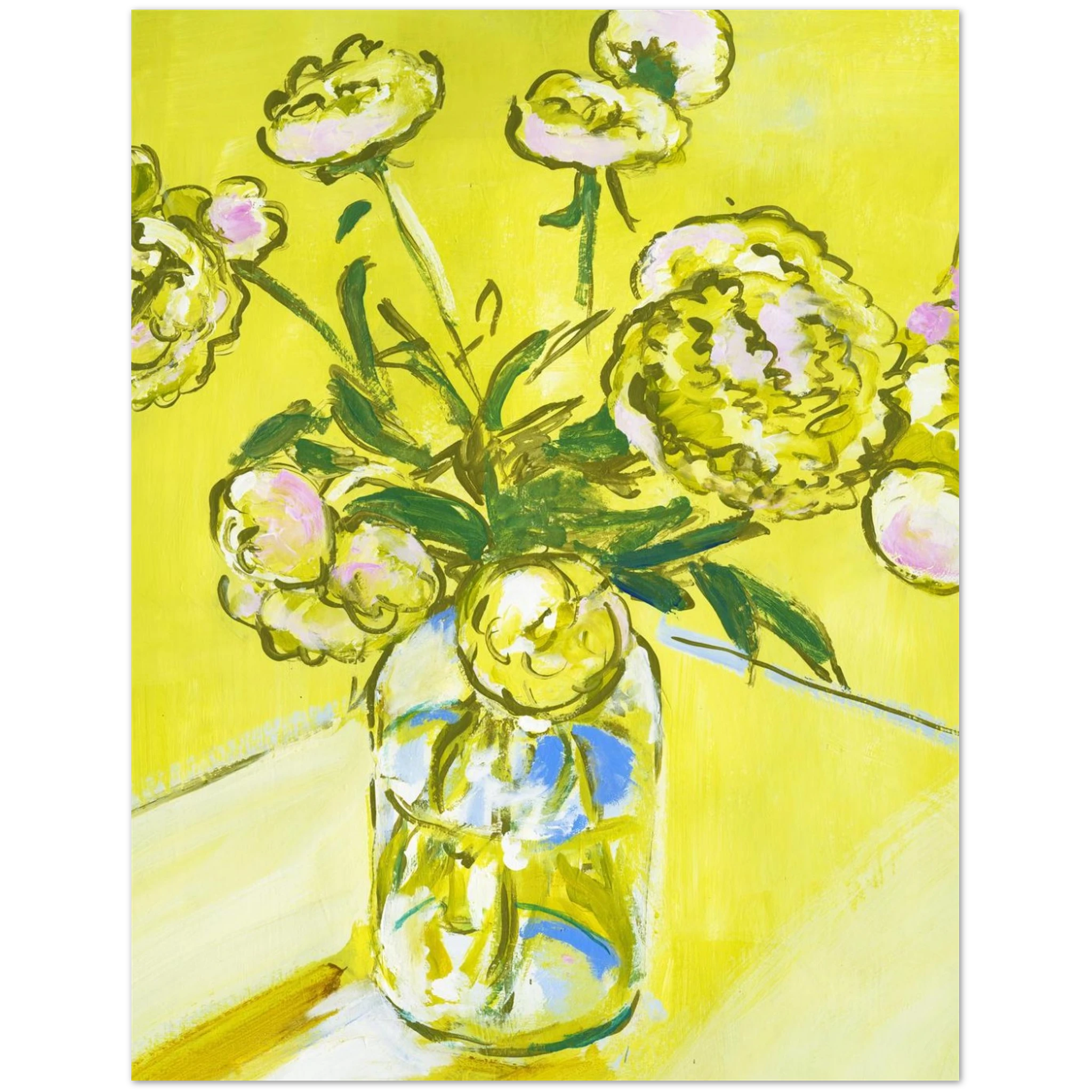 Colleen Ross Fine Art Gallery Greeting Card 4.25" x 5.5″ Yellow Peonies