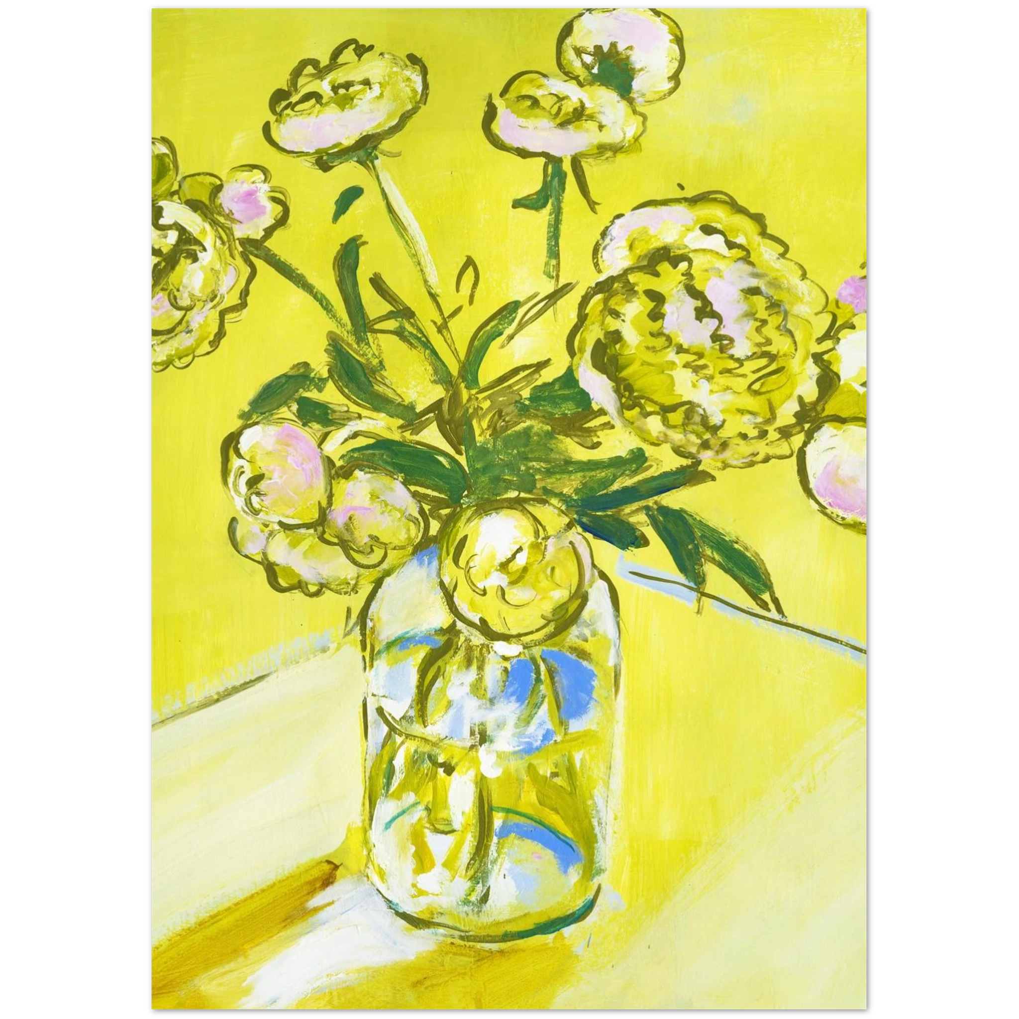 Colleen Ross Fine Art Gallery Greeting Card 5" x 7″ Yellow Peonies