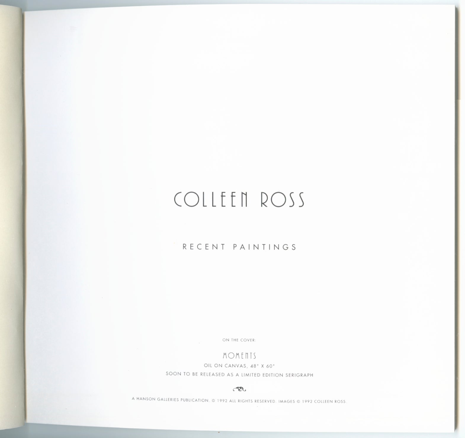 Colleen Ross Fine Art Gallery Memorabilia Colleen Ross Artist Book, 1992