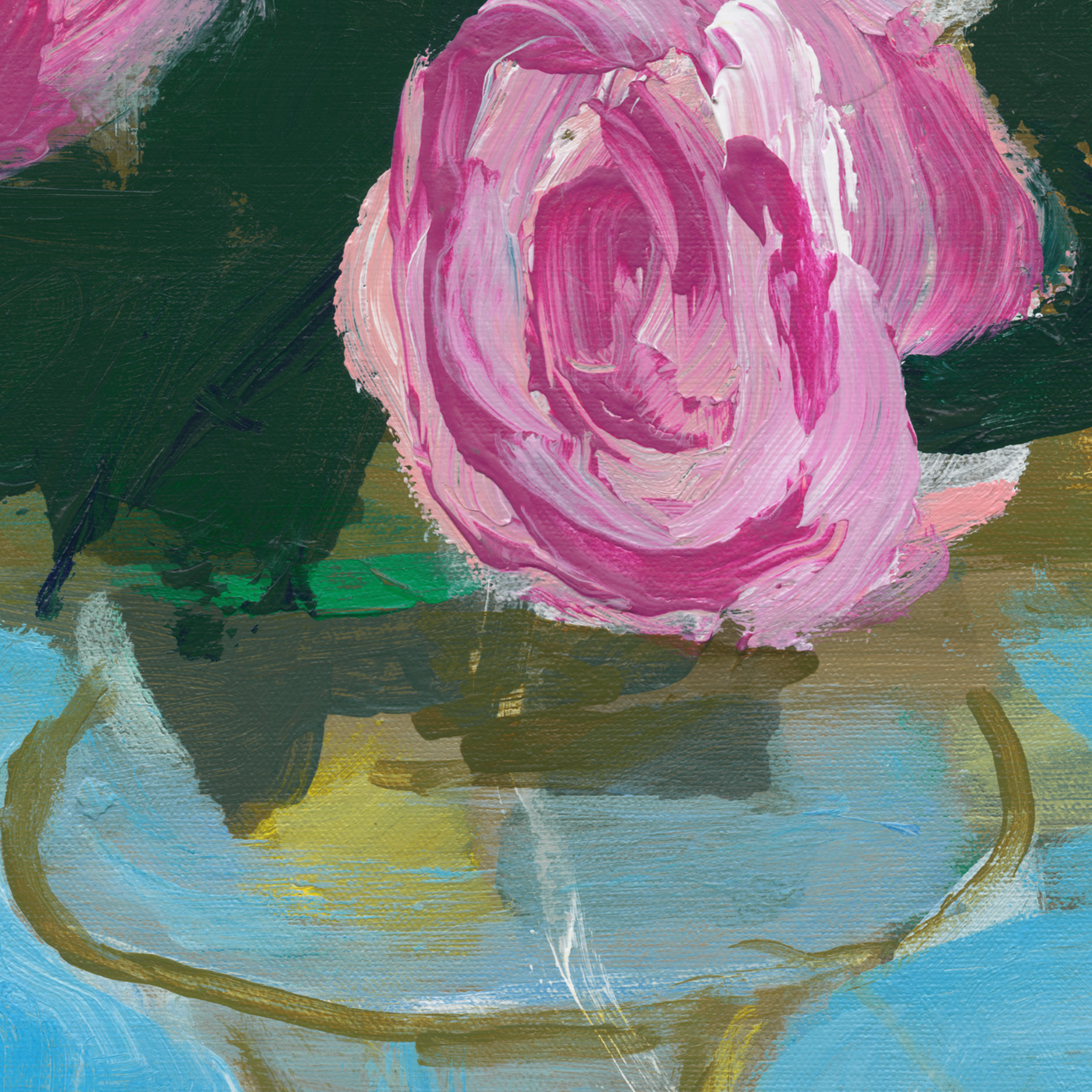 Colleen Ross Fine Art Gallery Paintings Roses on Blue