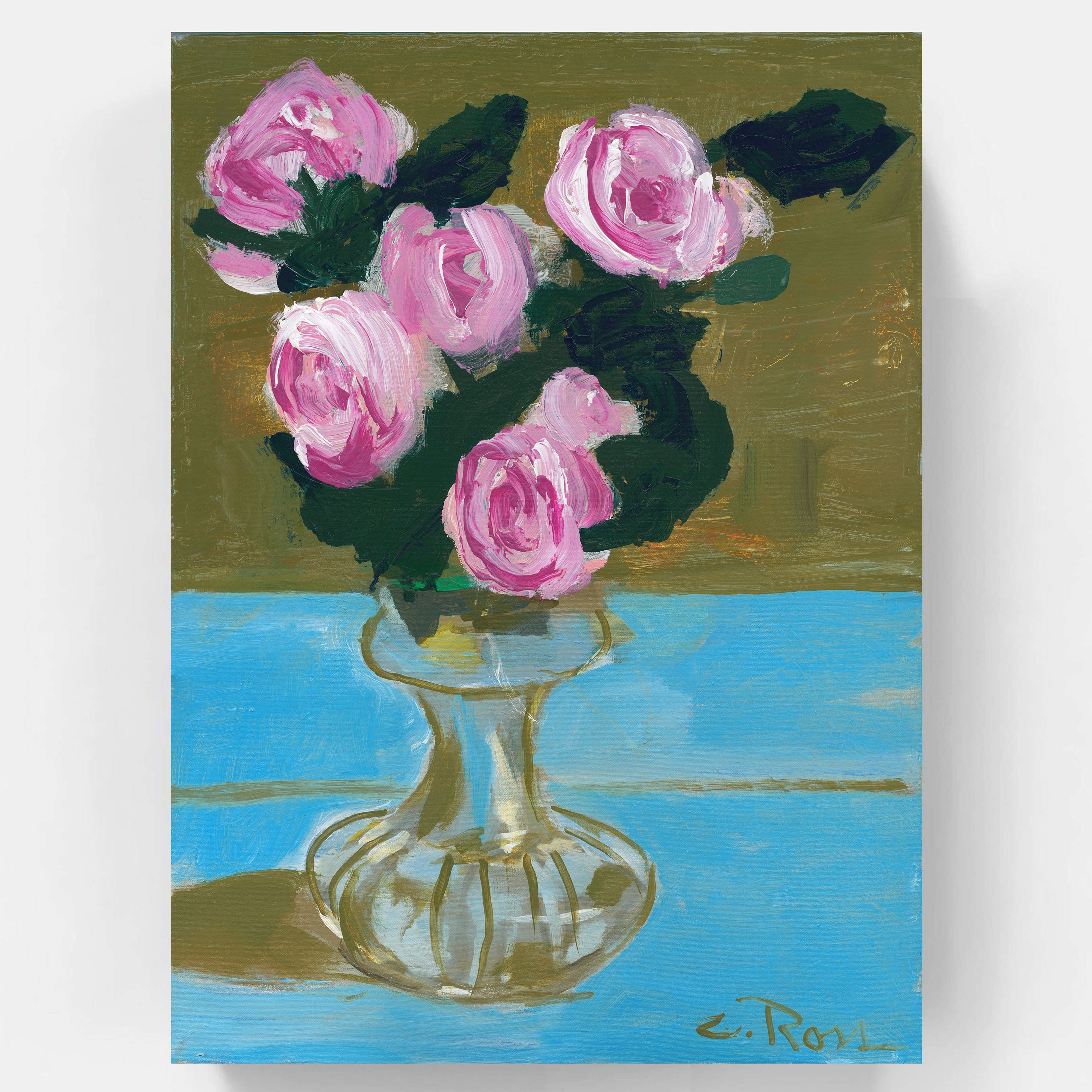 Colleen Ross Fine Art Gallery Paintings Roses on Blue