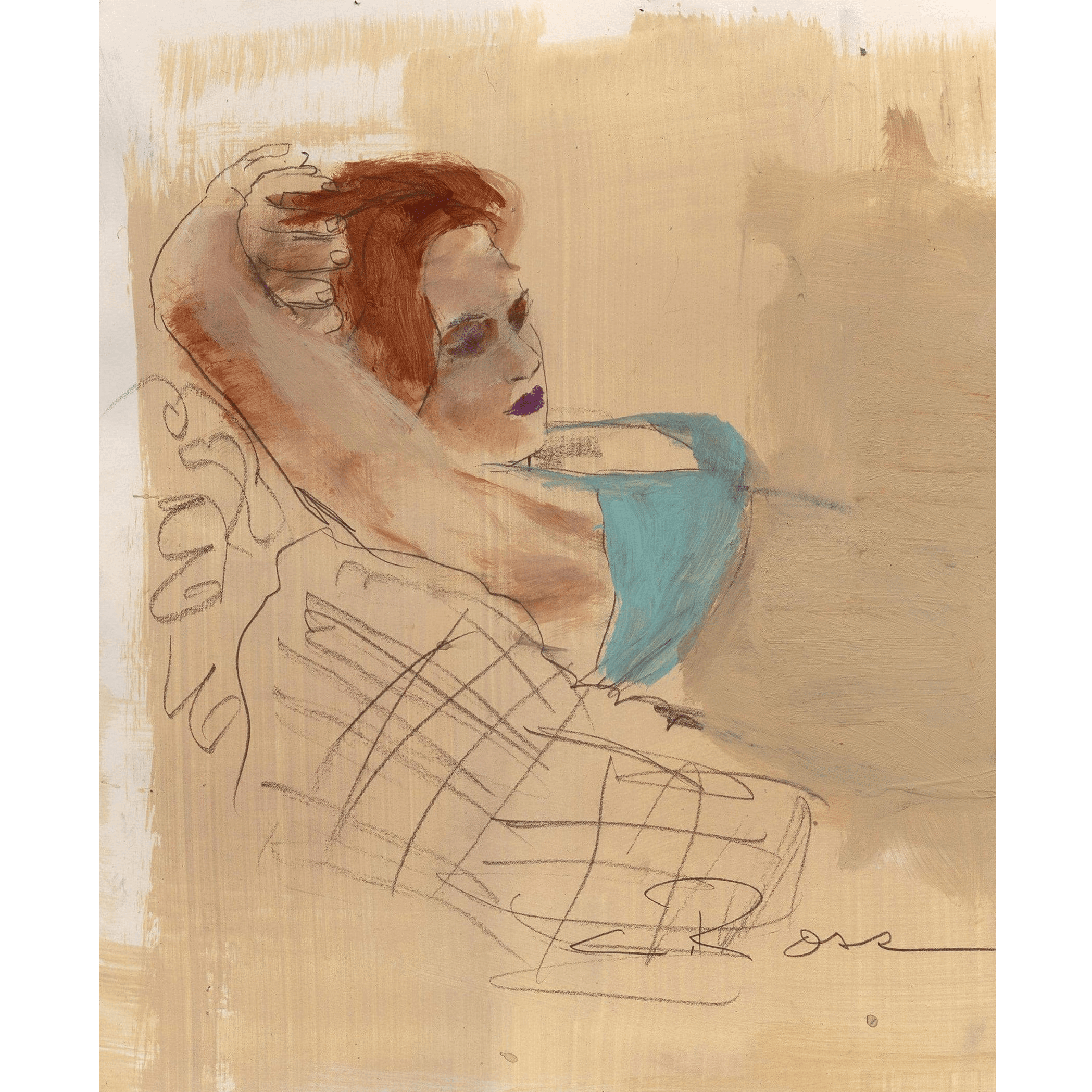 Colleen Ross Fine Art Gallery Works On Paper Reclining In Sepia