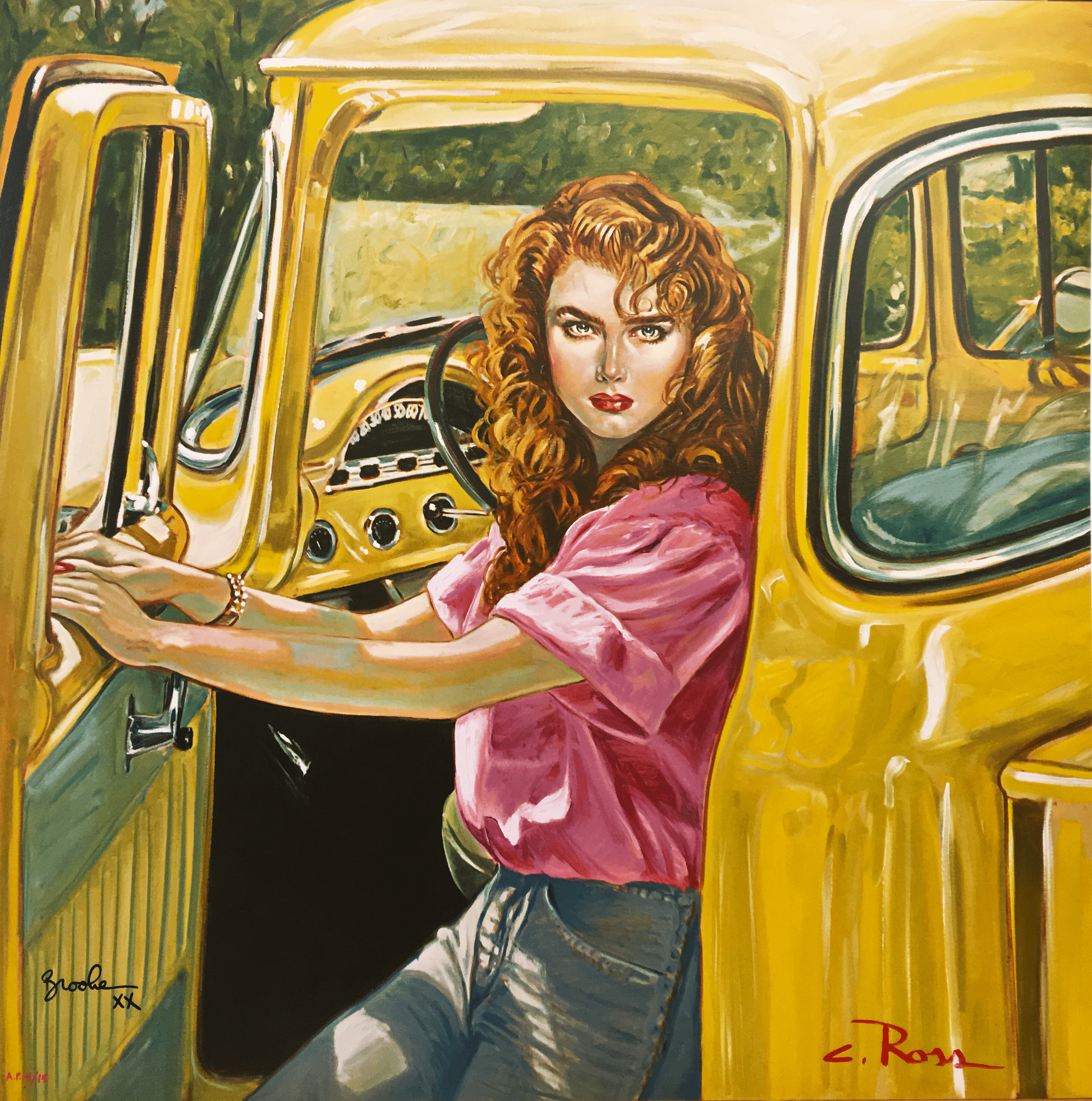 Colleen Ross Fine Art Gallery Limited Edition Serigraph 56 Ford Hand Embellished