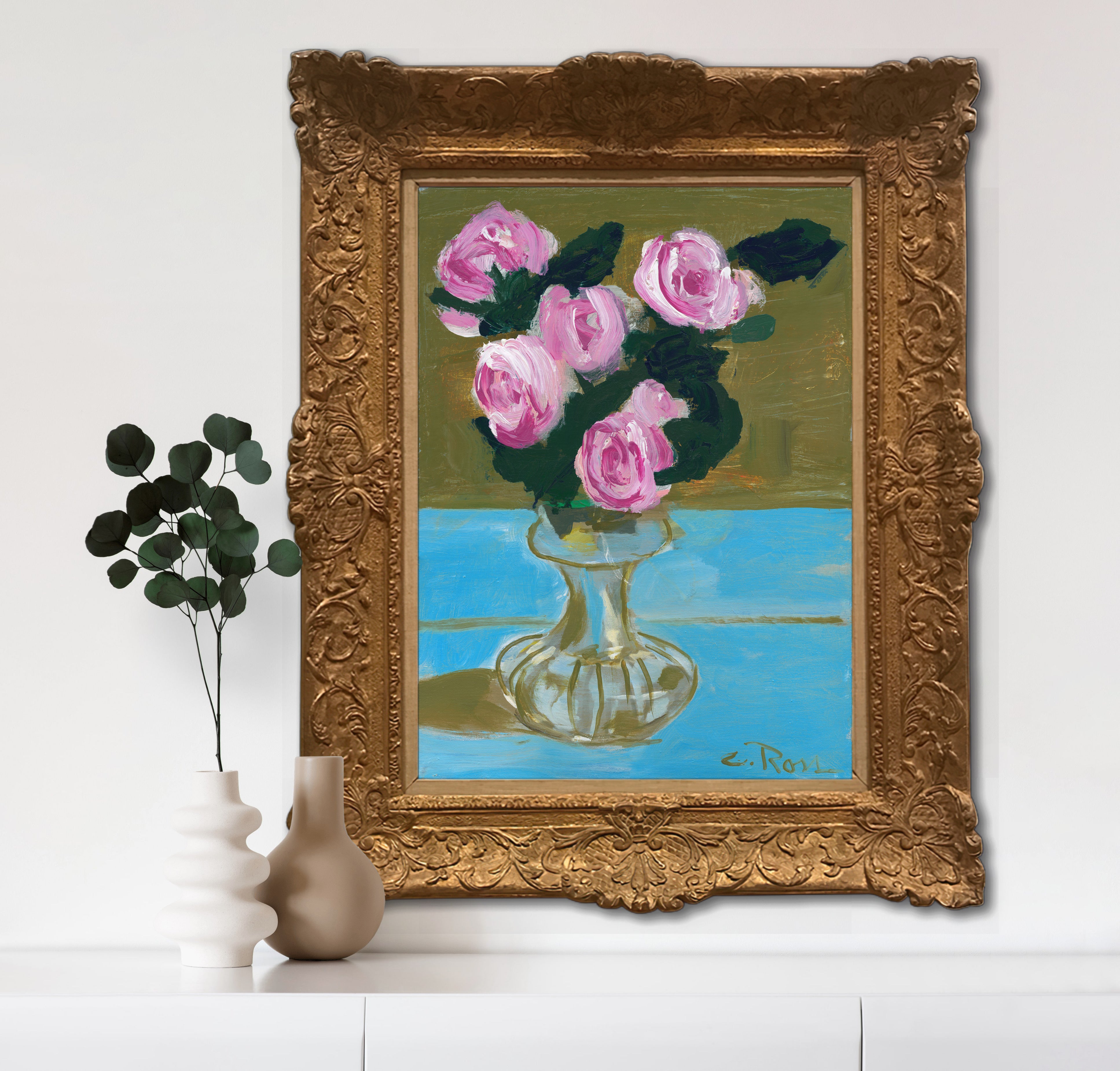 Roses on Blue
