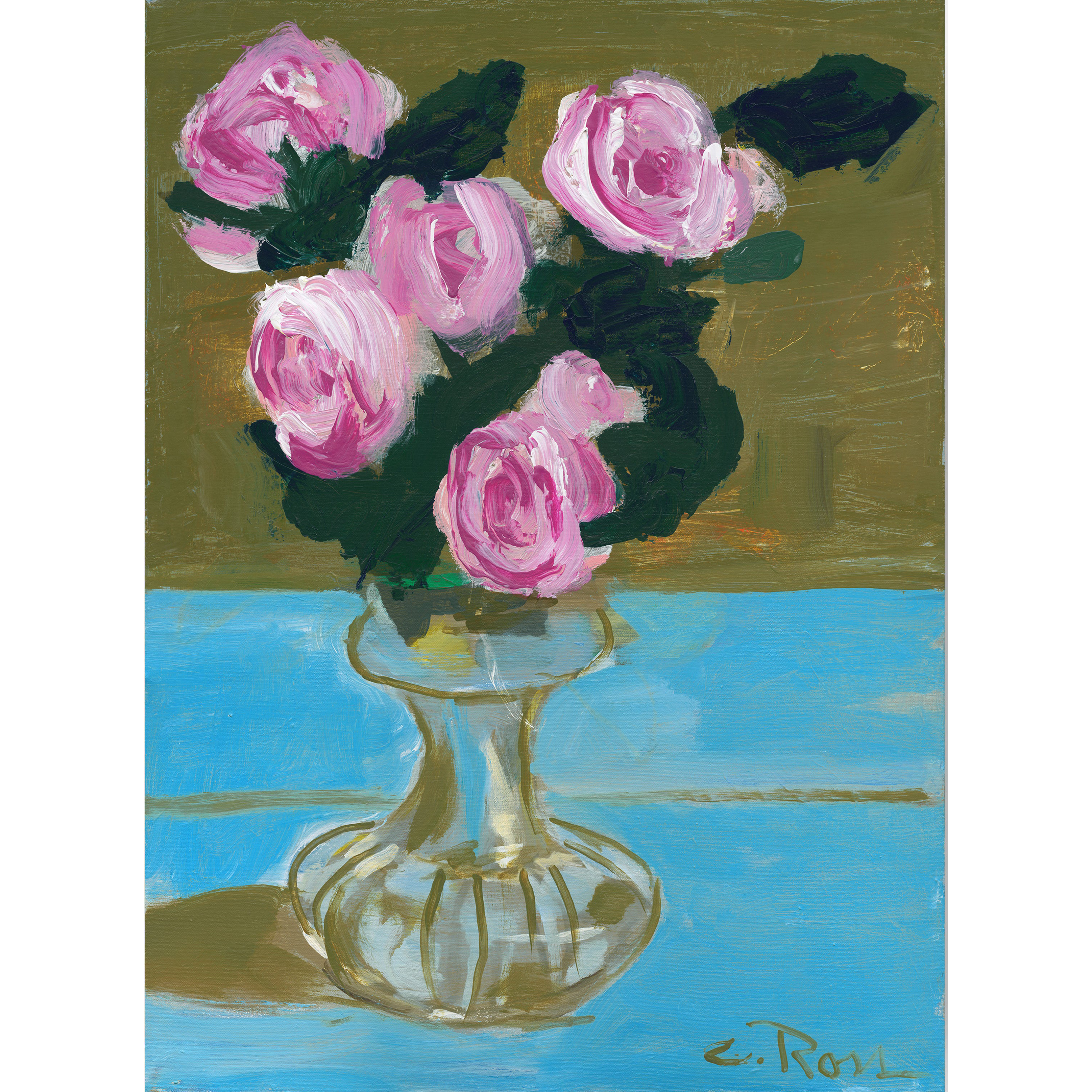 Colleen Ross Fine Art Gallery Paintings Roses on Blue