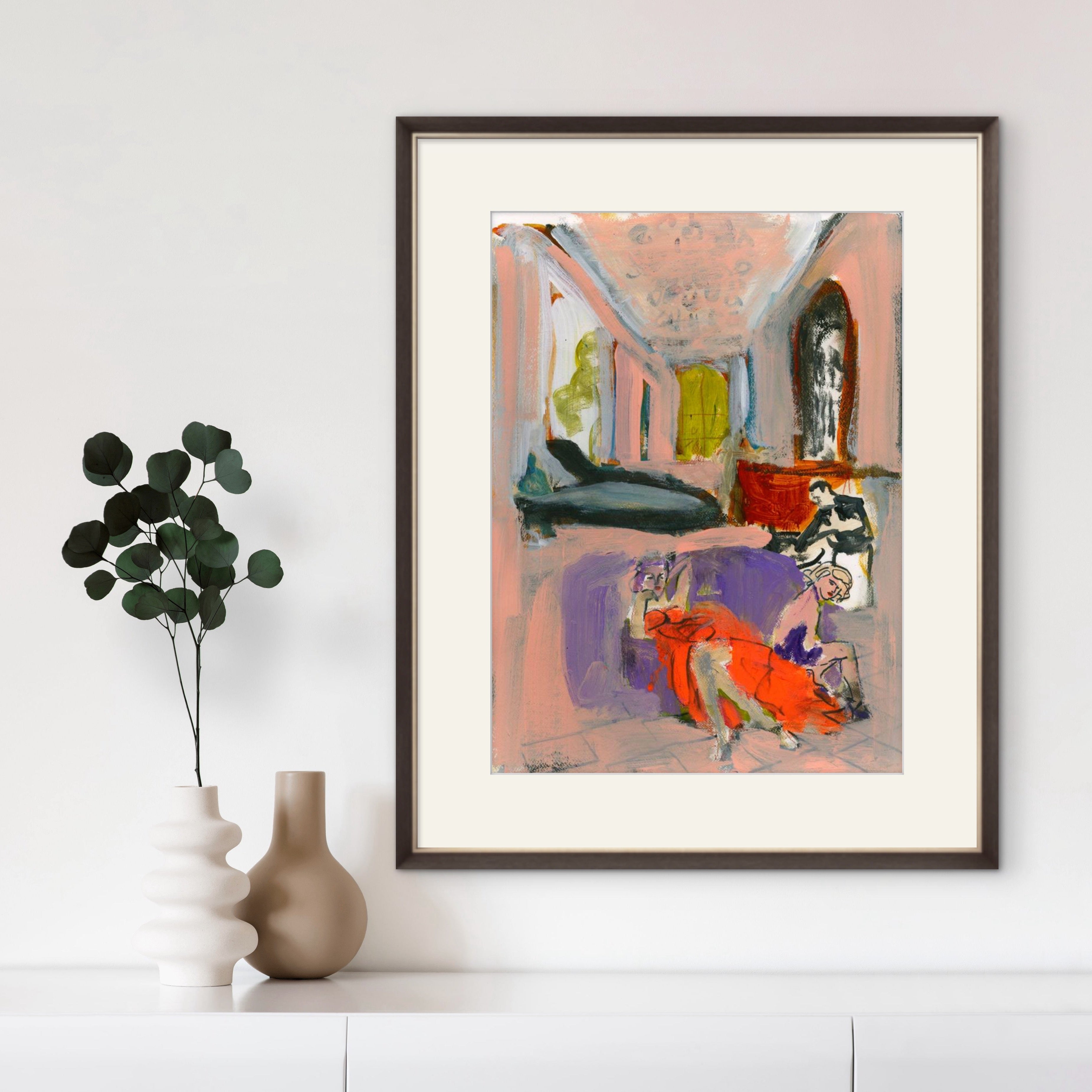 Pixels Art Print Woman In A Room Study