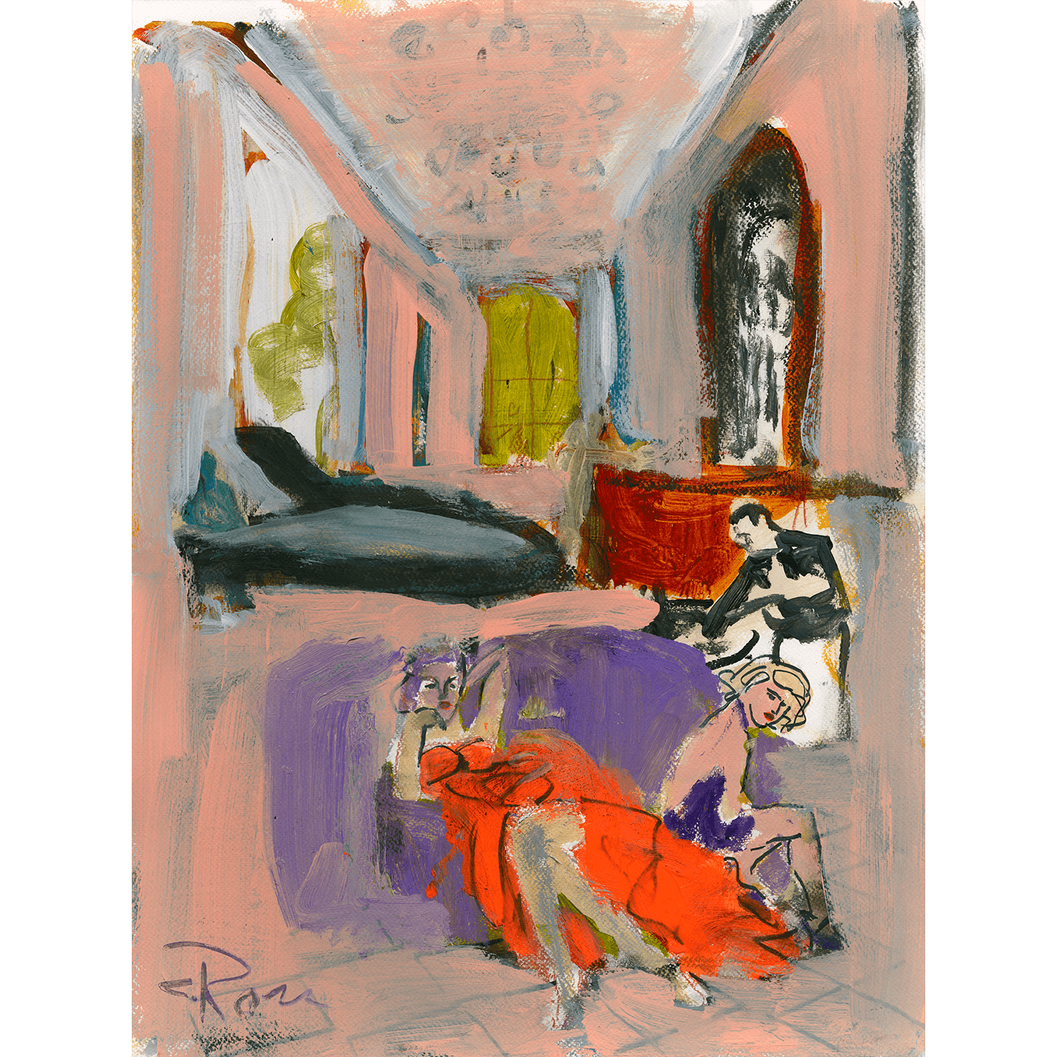 Pixels Art Print Woman In A Room Study