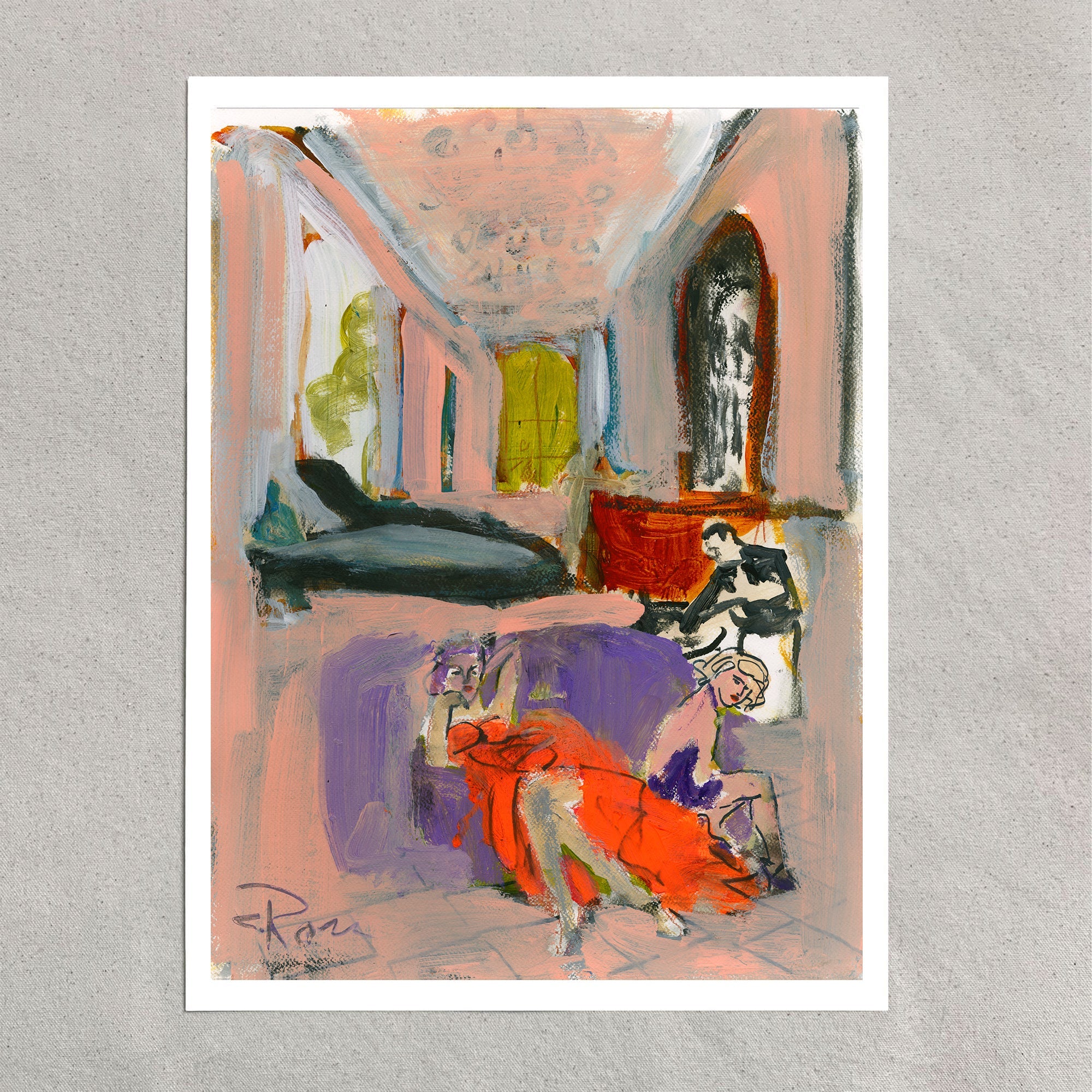 Pixels Art Print Woman In A Room Study