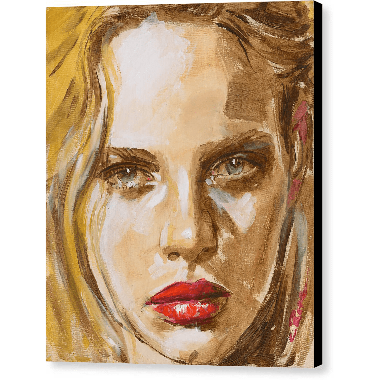 Pixels Canvas Print 10.5" x 12" / Black / Glossy Finger Painted Face II - Canvas Print