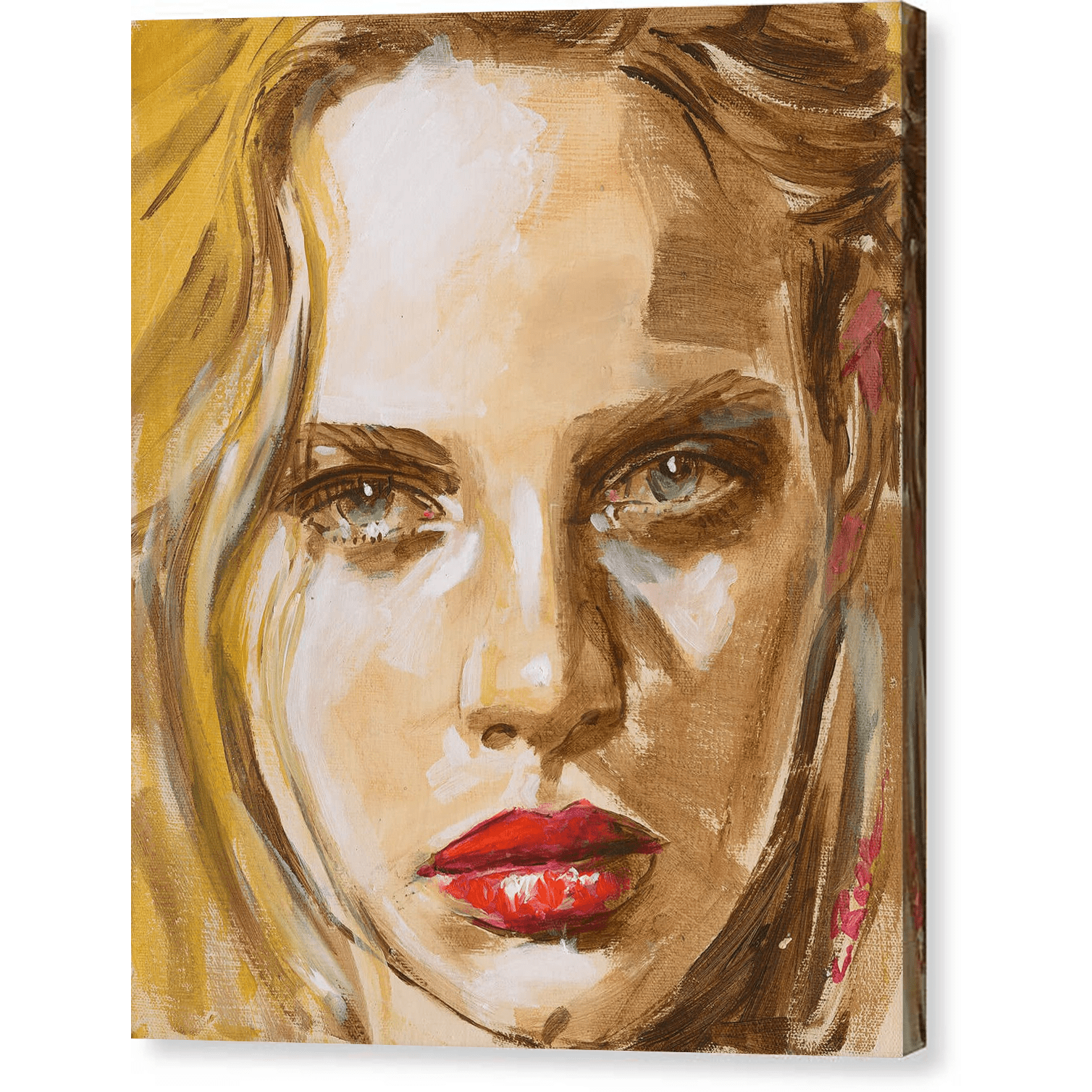 Pixels Canvas Print 10.5" x 12" / Mirrored / Glossy Finger Painted Face II - Canvas Print