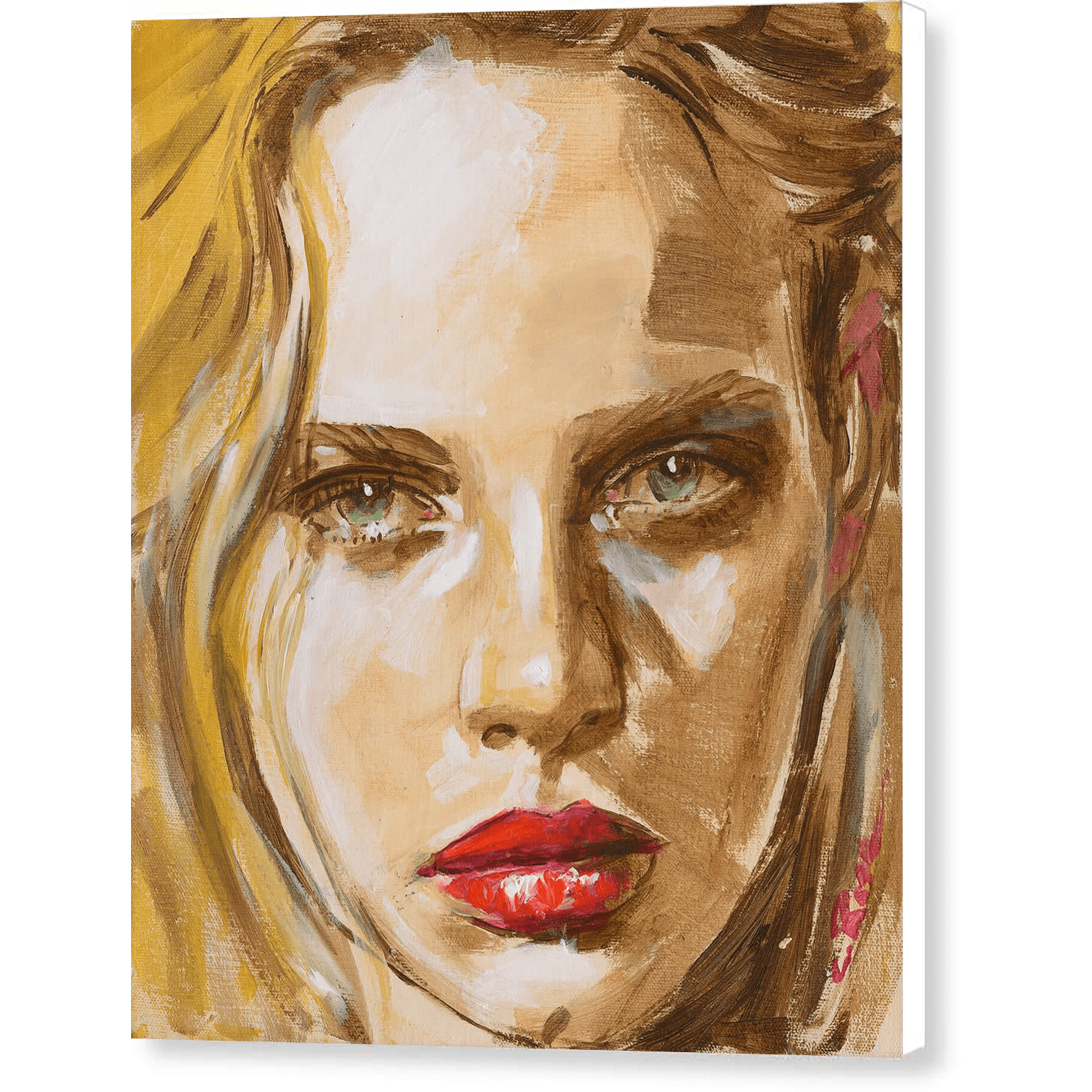 Pixels Canvas Print 10.5" x 12" / White / Glossy Finger Painted Face II - Canvas Print