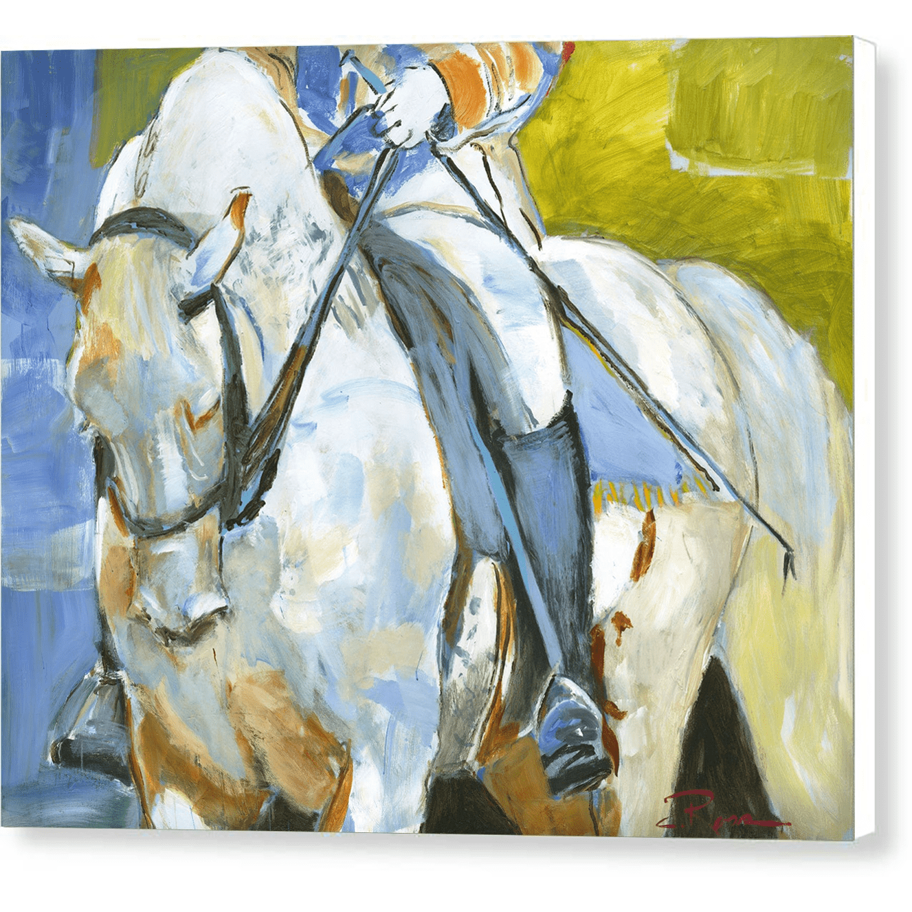 Pixels Canvas Print 12" x 9.5" / White / Glossy Finger Painted Horse - Canvas Print