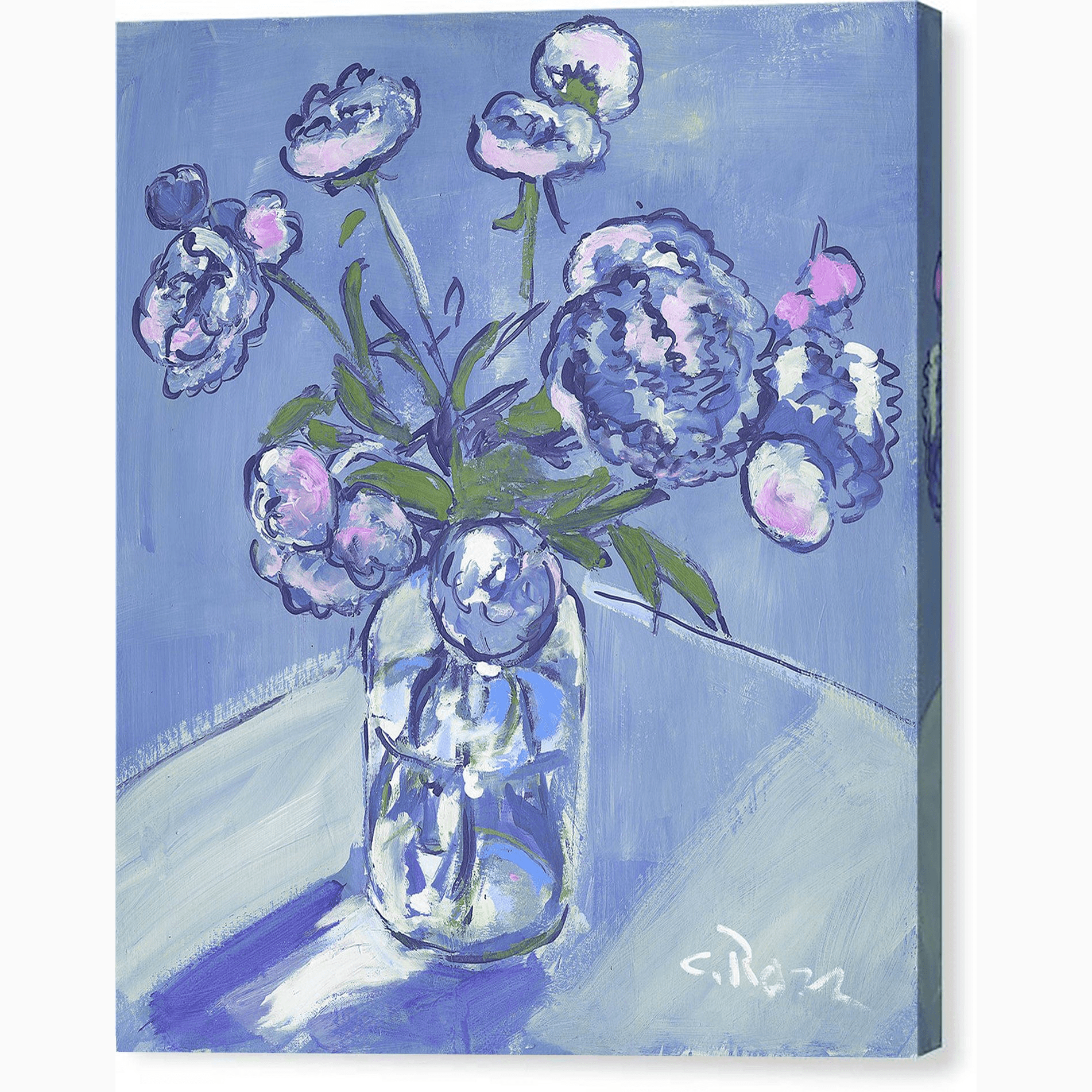 Pixels Canvas Print Peonies In Blue