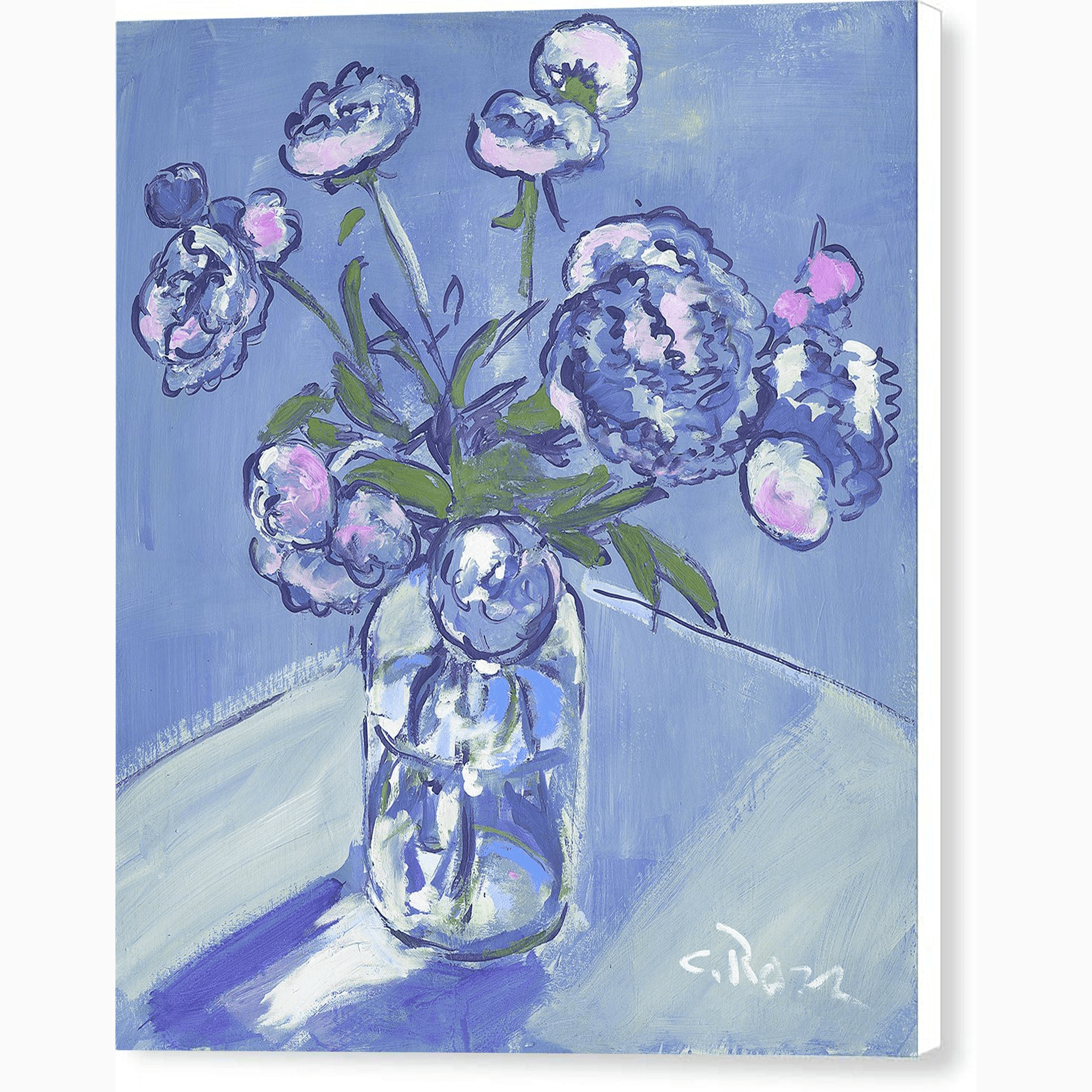 Pixels Canvas Print Peonies In Blue