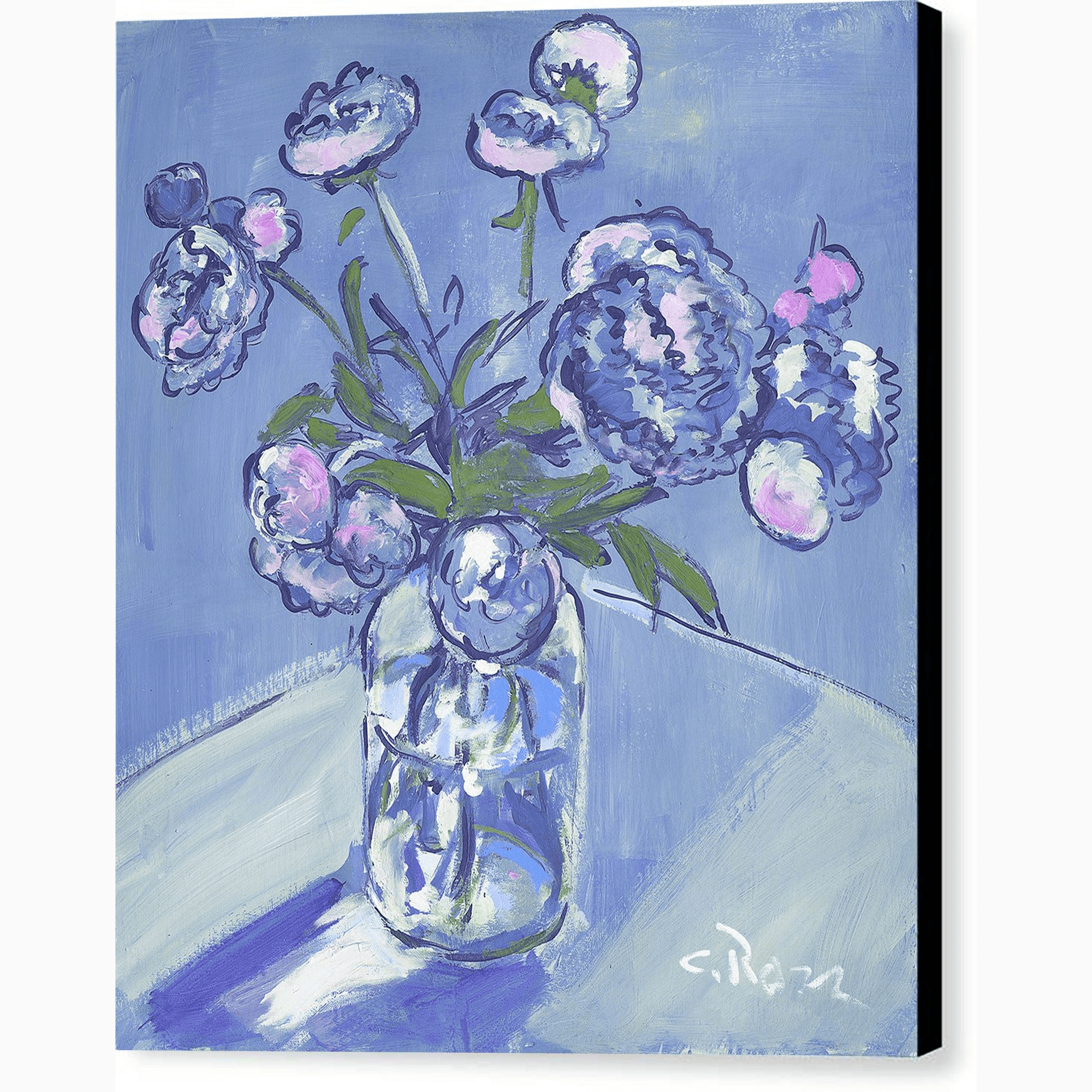 Pixels Canvas Print Peonies In Blue