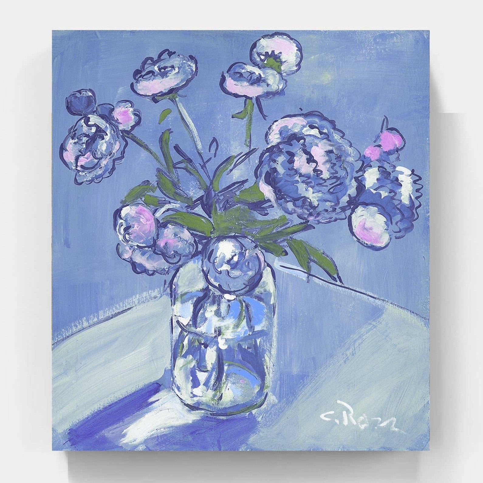 Pixels Canvas Print Peonies In Blue - Canvas Print